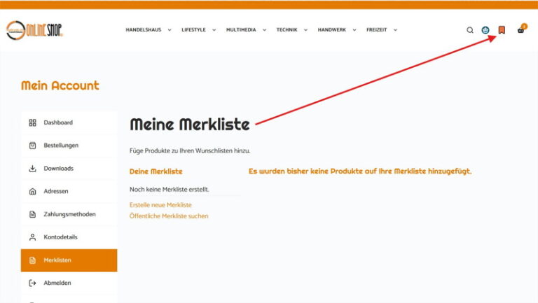 Merklisten Screenshot