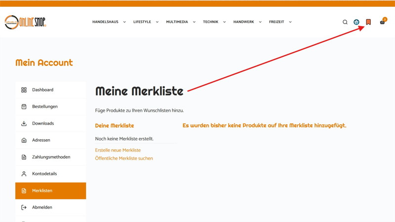 Merklisten Screenshot