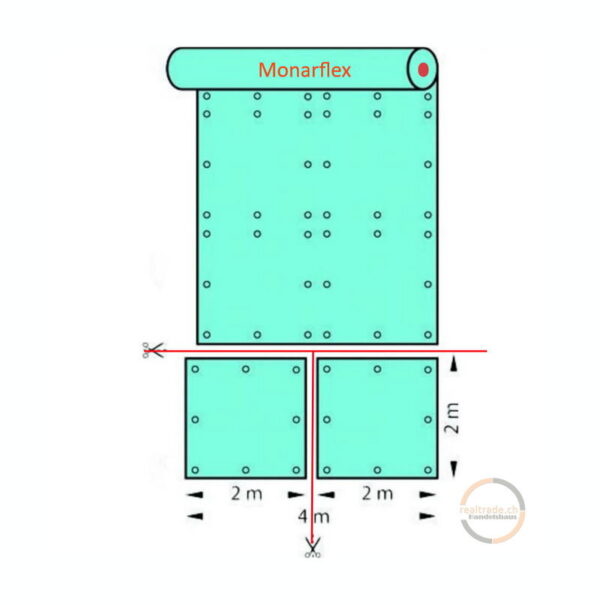 Skizze der Ösenpunkte für Monarflex Folie